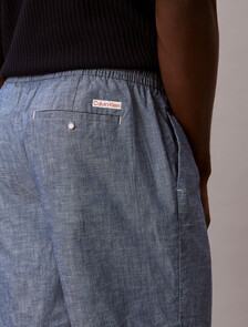 Cotton Chambray Drawstring Shorts, Blue Descent, hi-res