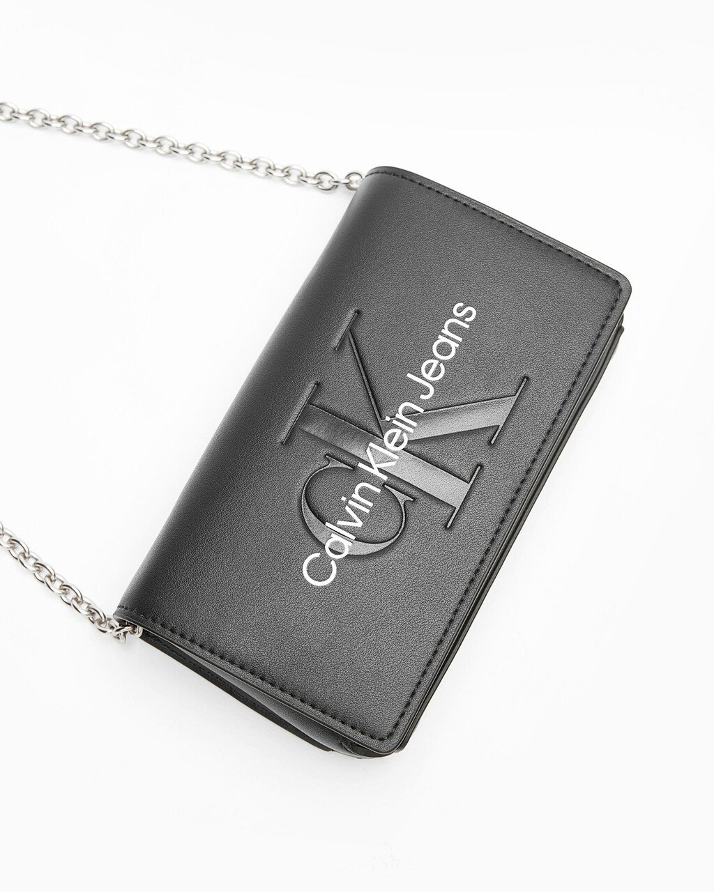 SCULPTED FLAP PHONE CROSSBODY BAG, BLACK, hi-res
