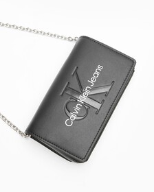 SCULPTED FLAP PHONE CROSSBODY BAG, BLACK, hi-res