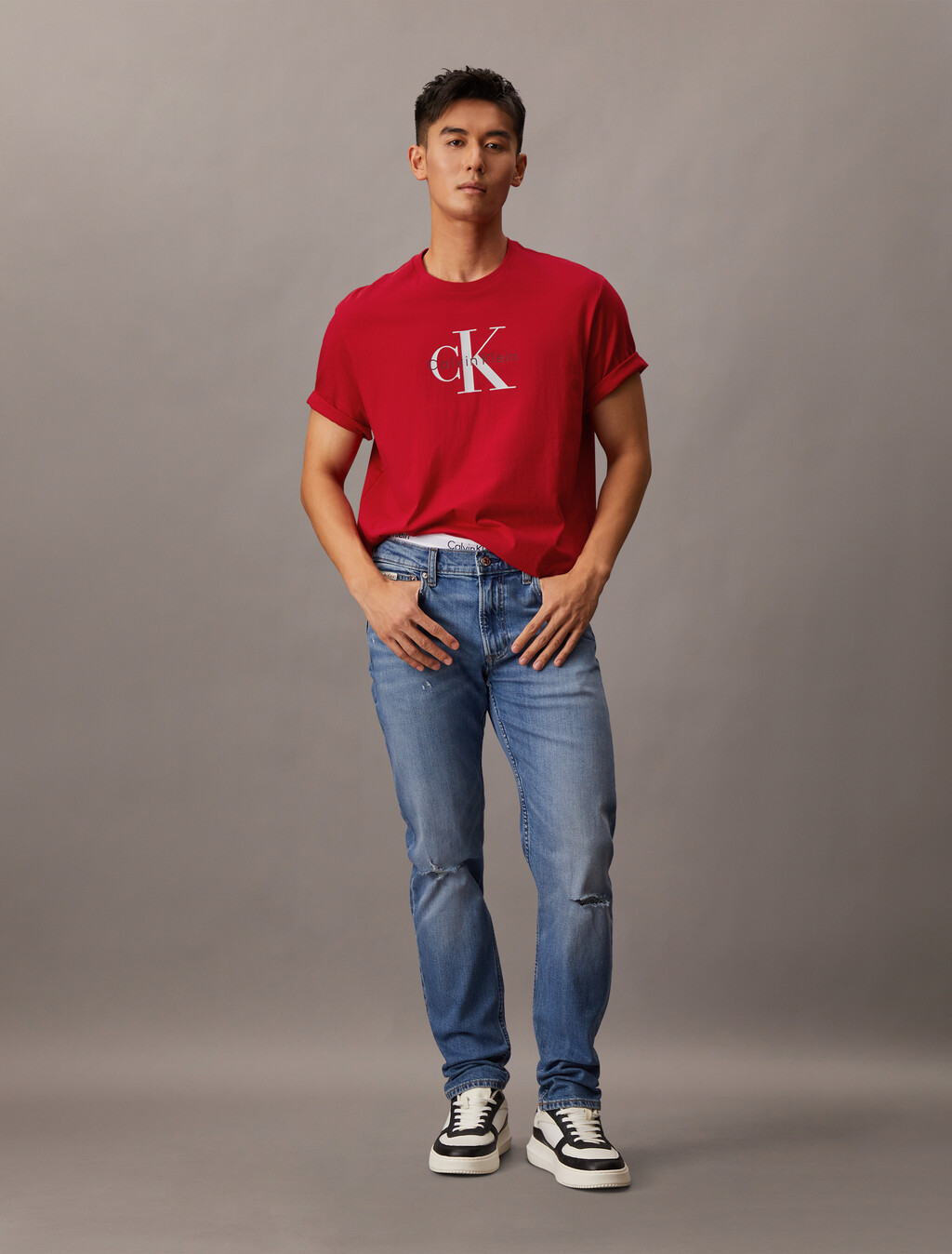 Monogram Crewneck Tee, Berry Sangria, hi-res