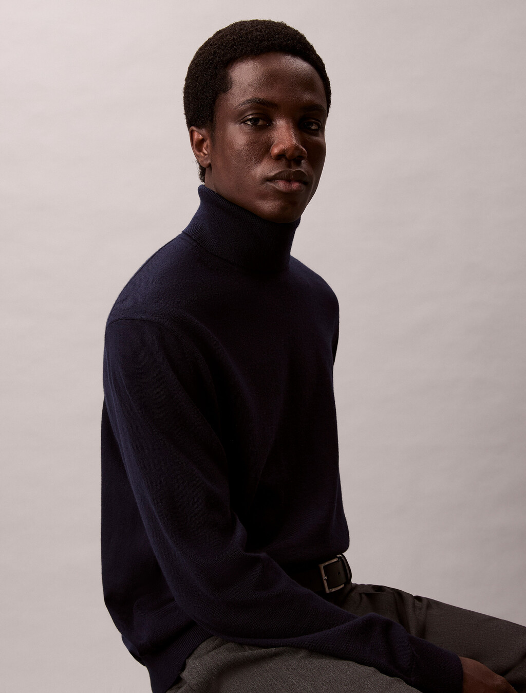 Merino Wool Turtle Neck Jumper, Dark Sapphire, hi-res