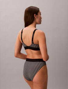 Lightly Lined Bralette - Graphic Monogram Microfibre Stretch, MINI STEPPING LOGO BLACK, hi-res