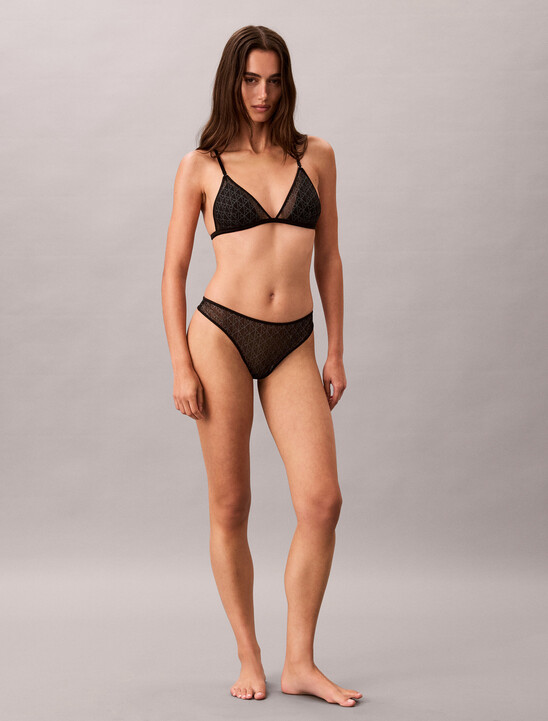 Unlined Triangle Bra - Emblem Mesh