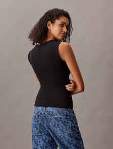 Ribbed Tank Top, Black, hi-res