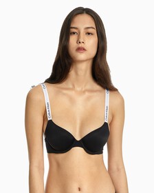 Tailored Logo Lightly Lined Demi Bra, Black, hi-res