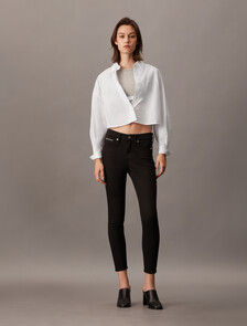 Cropped Stripe Shirt, Bright White, hi-res