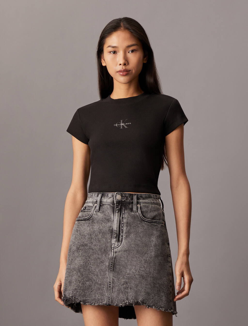 Monogram Baby Fit Rib Knit Tee, Ck Black, hi-res