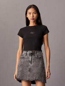 Monogram Baby Fit Rib Knit Tee, Ck Black, hi-res