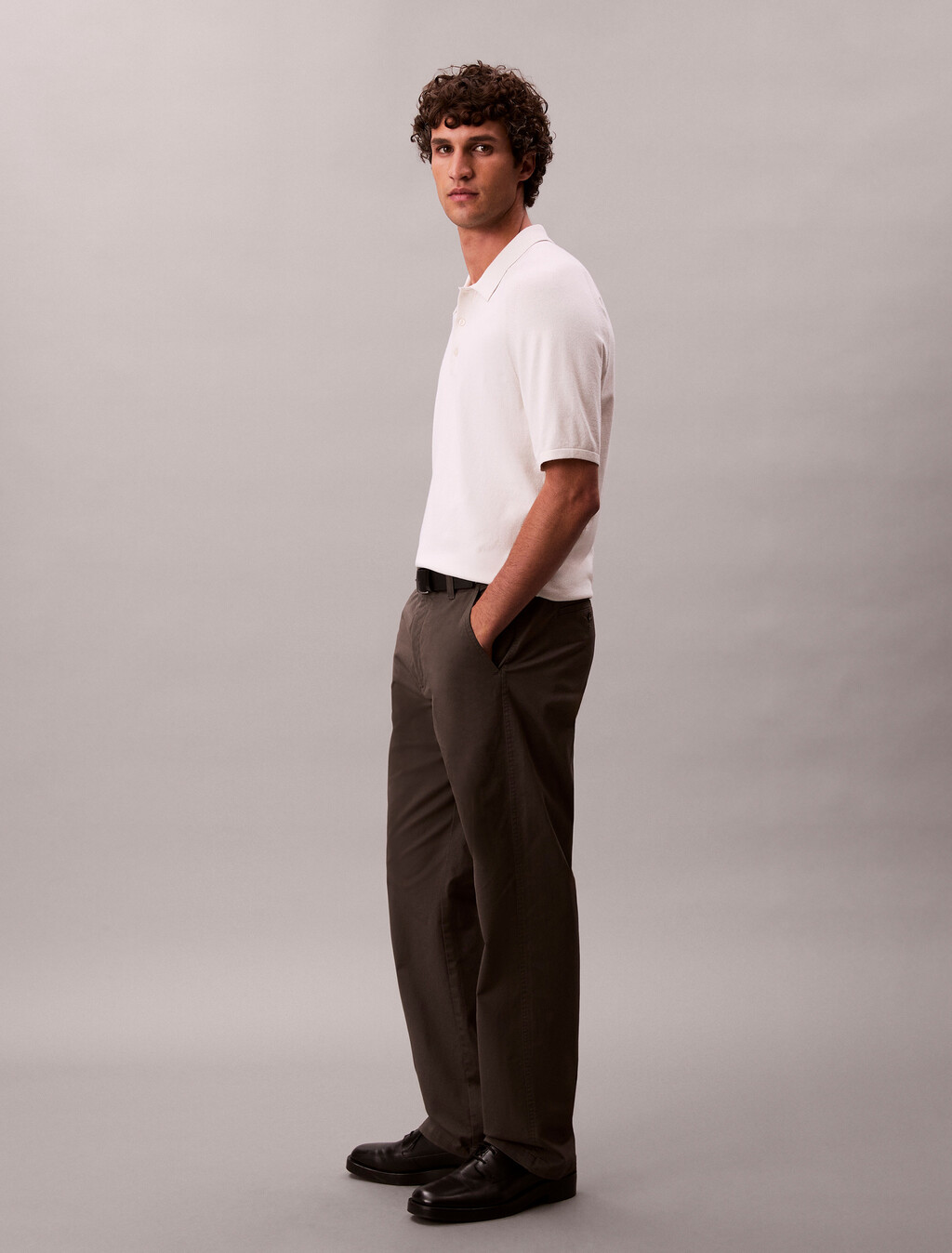 Tech Knit Viscose Polo, Chalk, hi-res