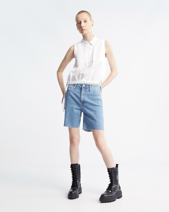 Summer Textures Side Tie Sleeveless Shirt