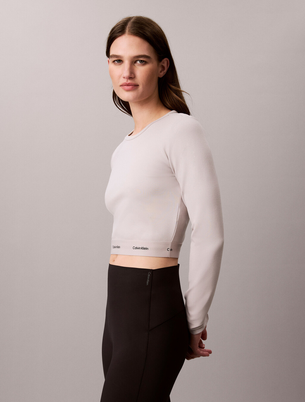 Logo Band Cropped Long Sleeve Top, Ashes Of Roses, hi-res