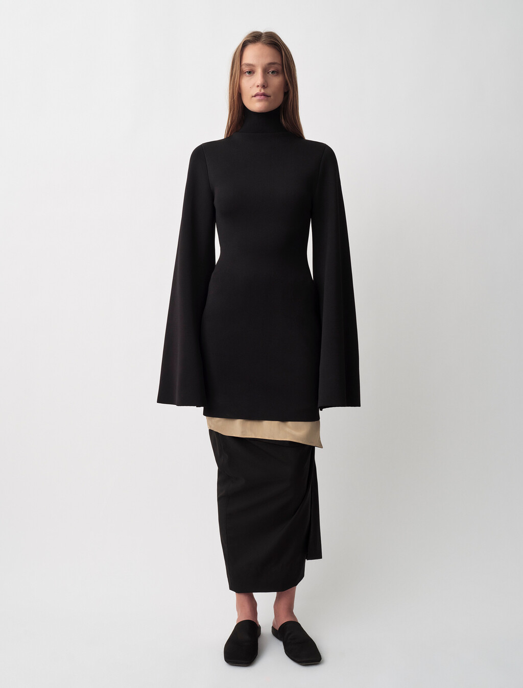 Sully Layered Midi Skirt, BLACK+ SAND, hi-res