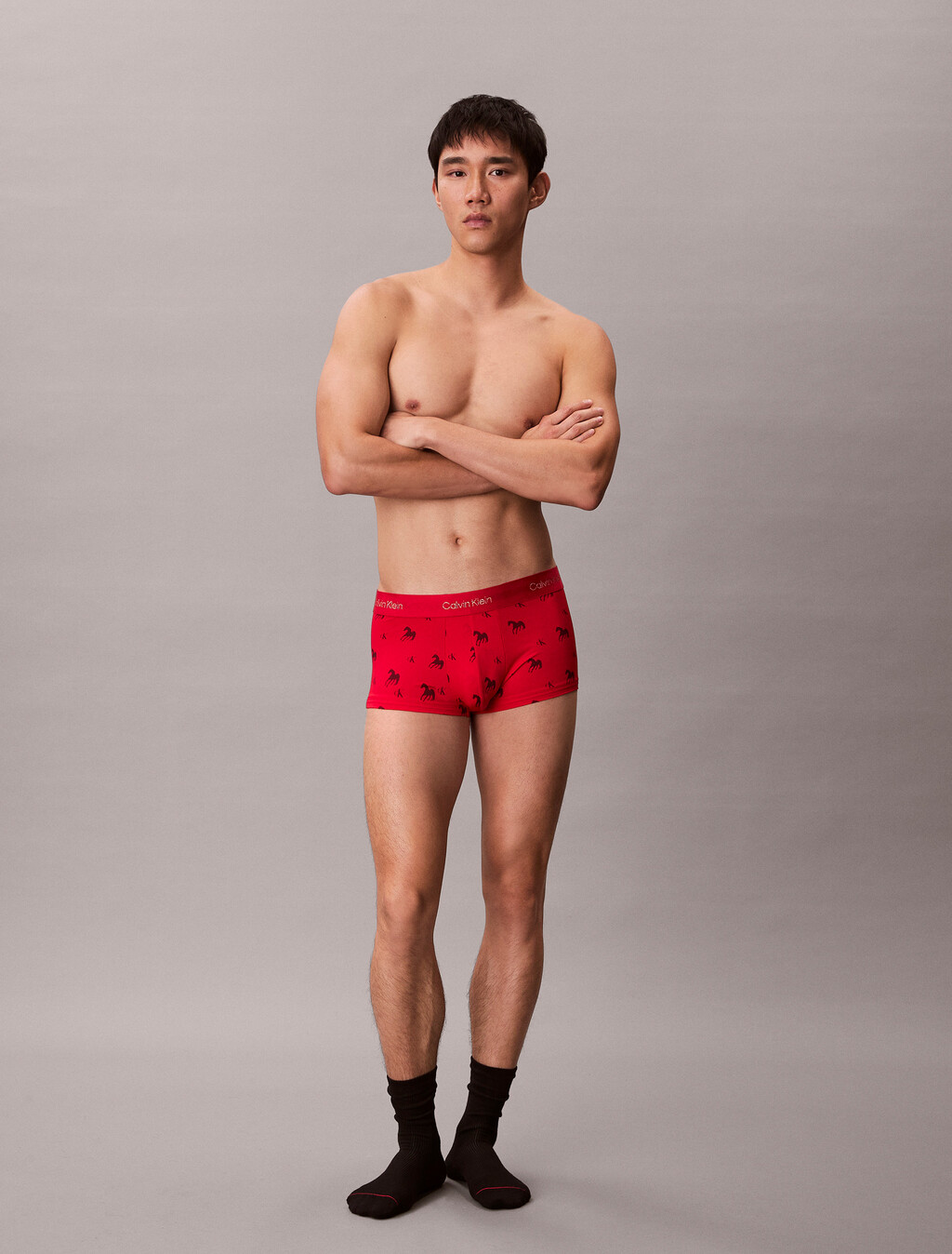 Lunar New Year Low Rise Trunk, Untamed Horses_Rouge, hi-res