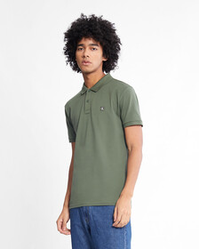 Ck Badge Slim Smooth Cotton Polo, Thyme, hi-res
