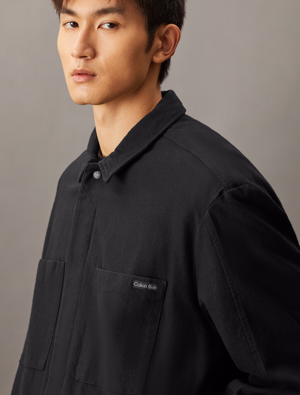 Relaxed Flannel Shirt Jacket, Ck Black, hi-res