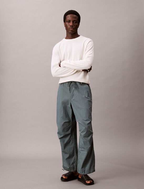 Cotton Nylon Drawstring Parachute Pant