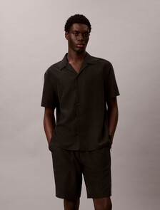 Soft Modal Short Sleeve Shirt, Black, hi-res