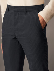 Refined Wool Blend Pinstripe Slim Trouser, Charcoal Heather, hi-res