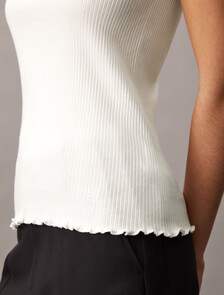 Rib Knit Tank Top, Brilliant White, hi-res