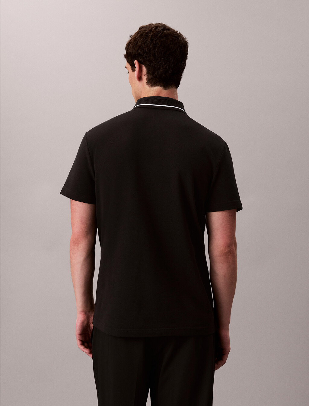 Monogram Pique Tipped Polo, Black, hi-res