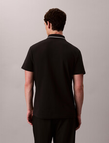 Monogram Pique Tipped Polo, Black, hi-res