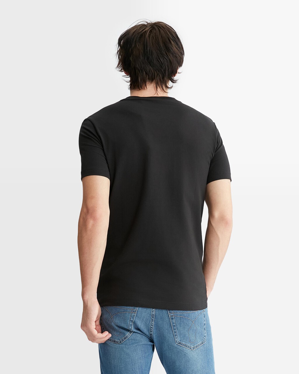 Mid Logo Print Slim Fit Tee, Ck Black, hi-res