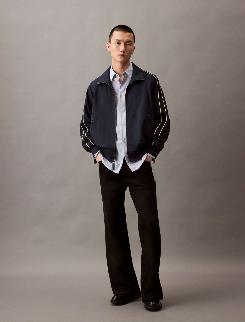 Technical Stripe Slim Shirt, Zen Blue, hi-res