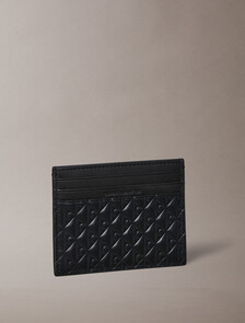 Embossed Emblem Card Case, Black, hi-res