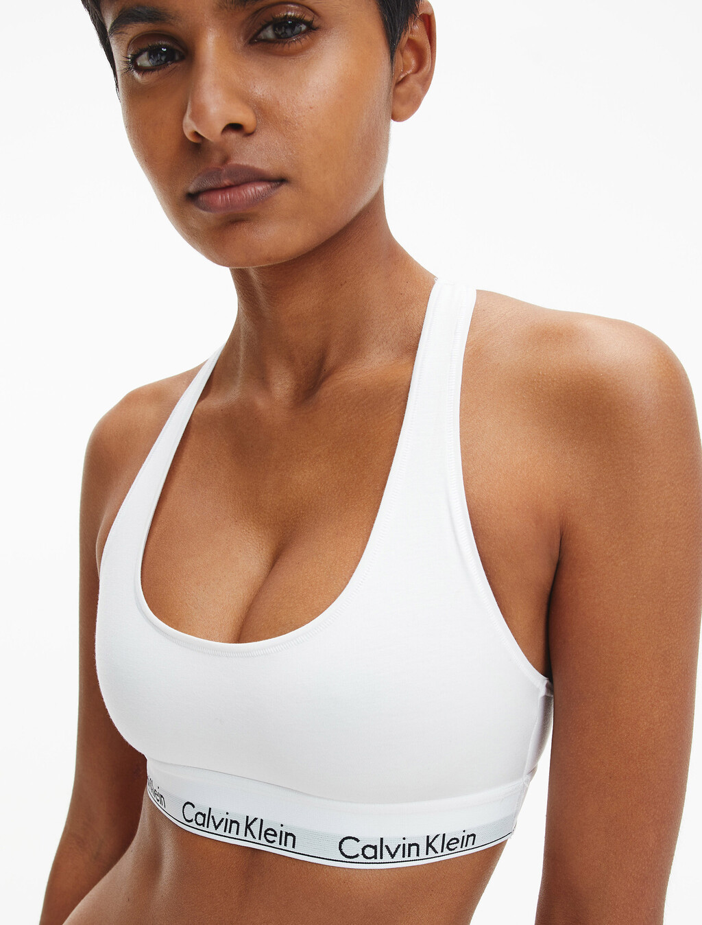 Icon Cotton Lightly Lined Bralette, WHITE, hi-res