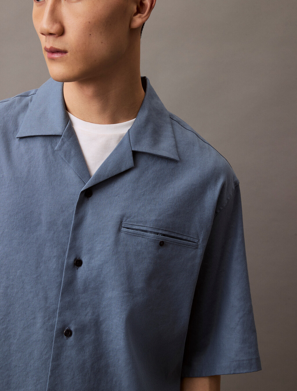 Relaxed Linen Lyocell Shirt, Bluefin, hi-res
