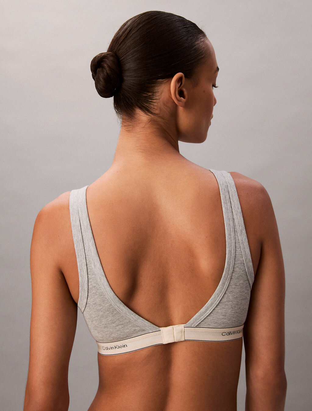 Lightly Lined Triangle Bralette - Heritage Cotton Stretch, Grey Heather, hi-res