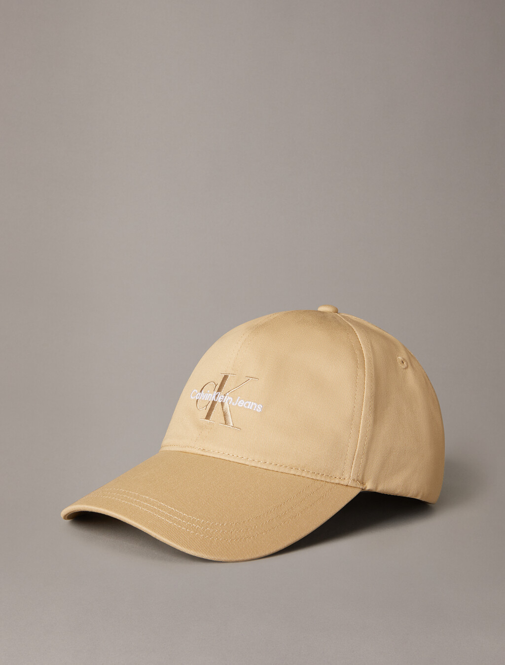 Monogram Twill Cotton Baseball Cap, Pale Khaki, hi-res