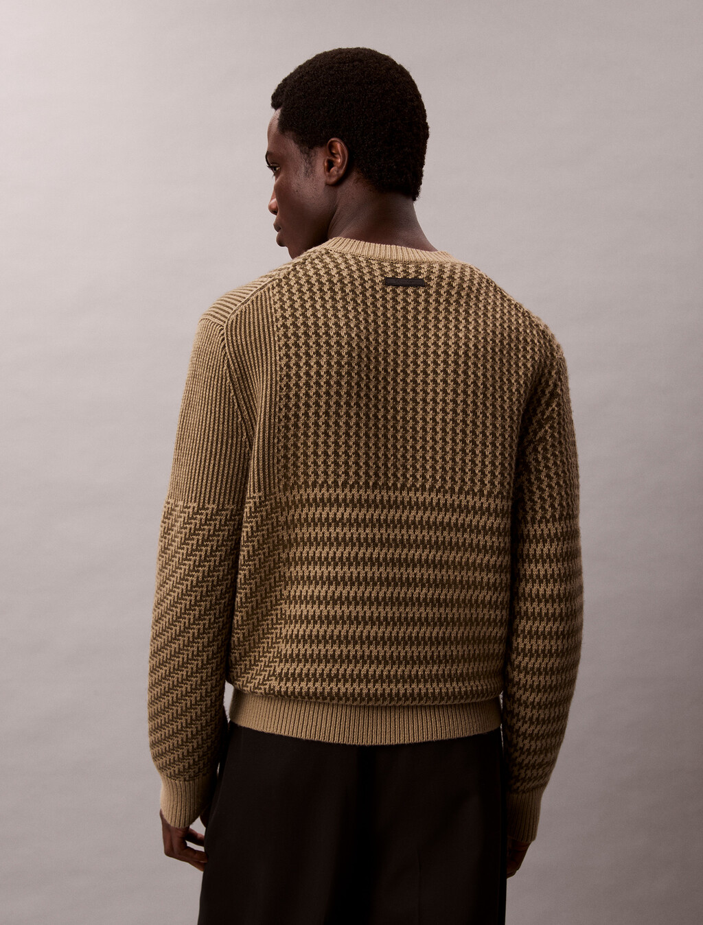 Wool Blend Patterned Crewneck Jumper, Smokey Olive, hi-res