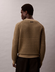 Wool Blend Patterned Crewneck Jumper, Smokey Olive, hi-res