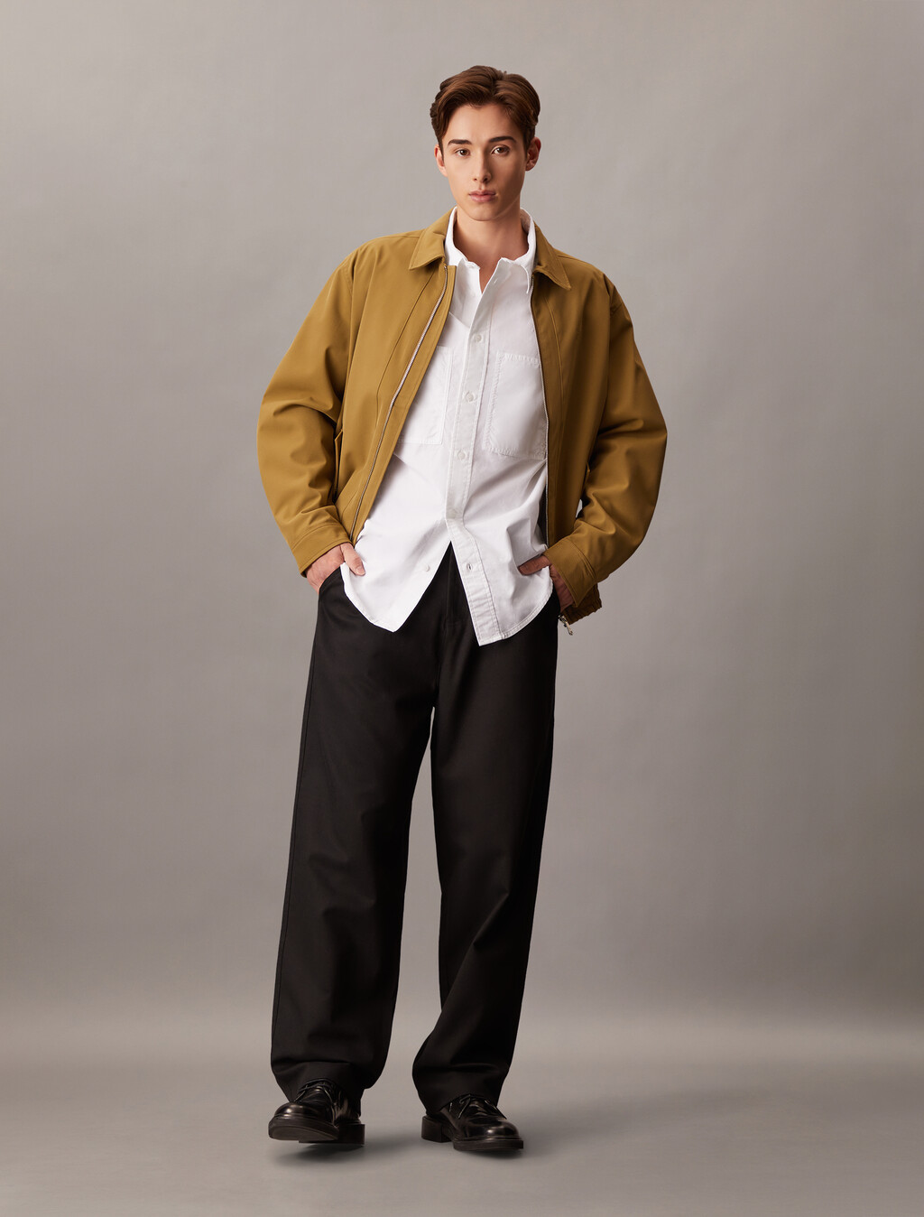 Relaxed Cotton Poplin Shirt, Bright White, hi-res