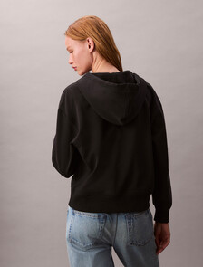 Cotton Terry Zip Up Hoodie, Black, hi-res