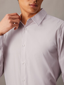 Supima Stretch Cotton Slim Button-Down Shirt, Gray Lilac, hi-res
