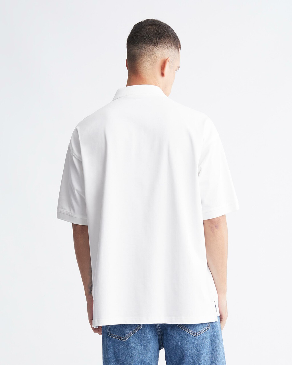 Varsity Curved Logo Polo, Bright White, hi-res