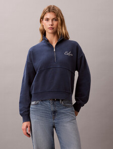 Relaxed Quarter Zip Sweatshirt, Estate Blue, hi-res
