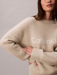 Alpaca Blend Logo Jumper, Pelican, hi-res