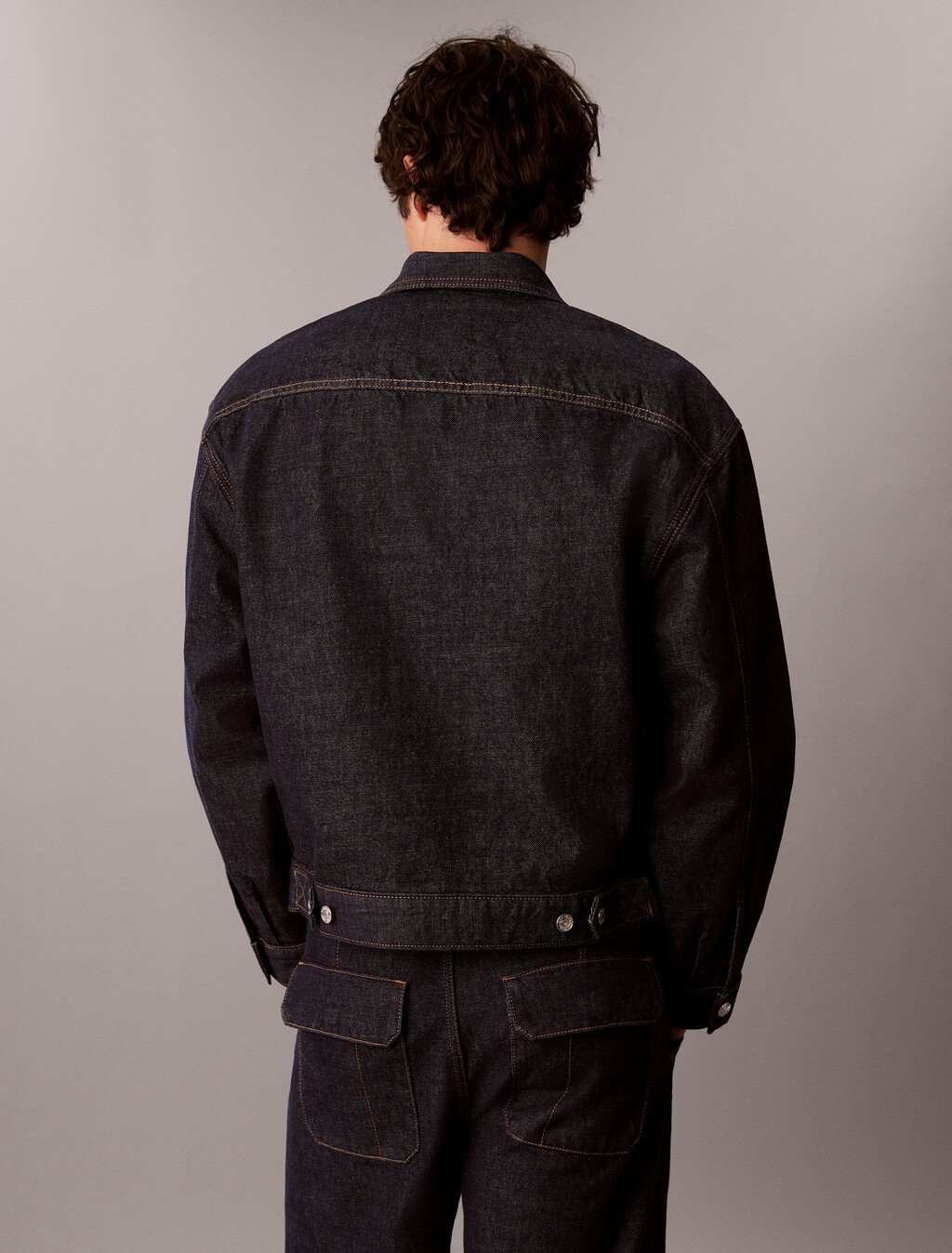 Pleated Denim Trucker Jacket, ICONIC INDIGO, hi-res