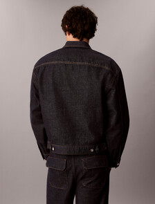 Pleated Denim Trucker Jacket, ICONIC INDIGO, hi-res