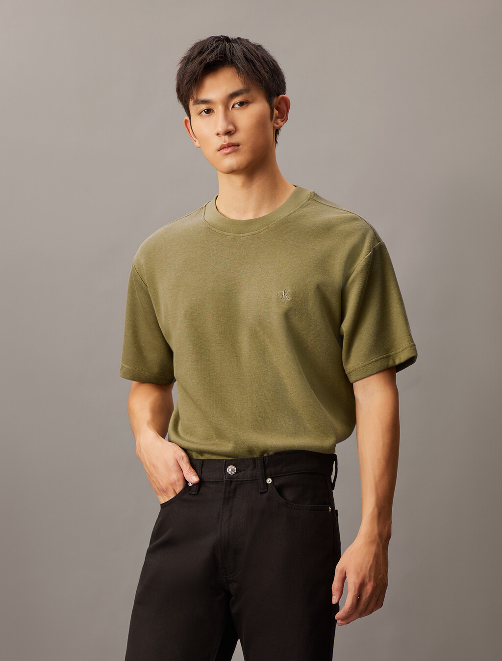 Back Monogram Short Sleeve Sweatshirt, Gothic Olive, hi-res