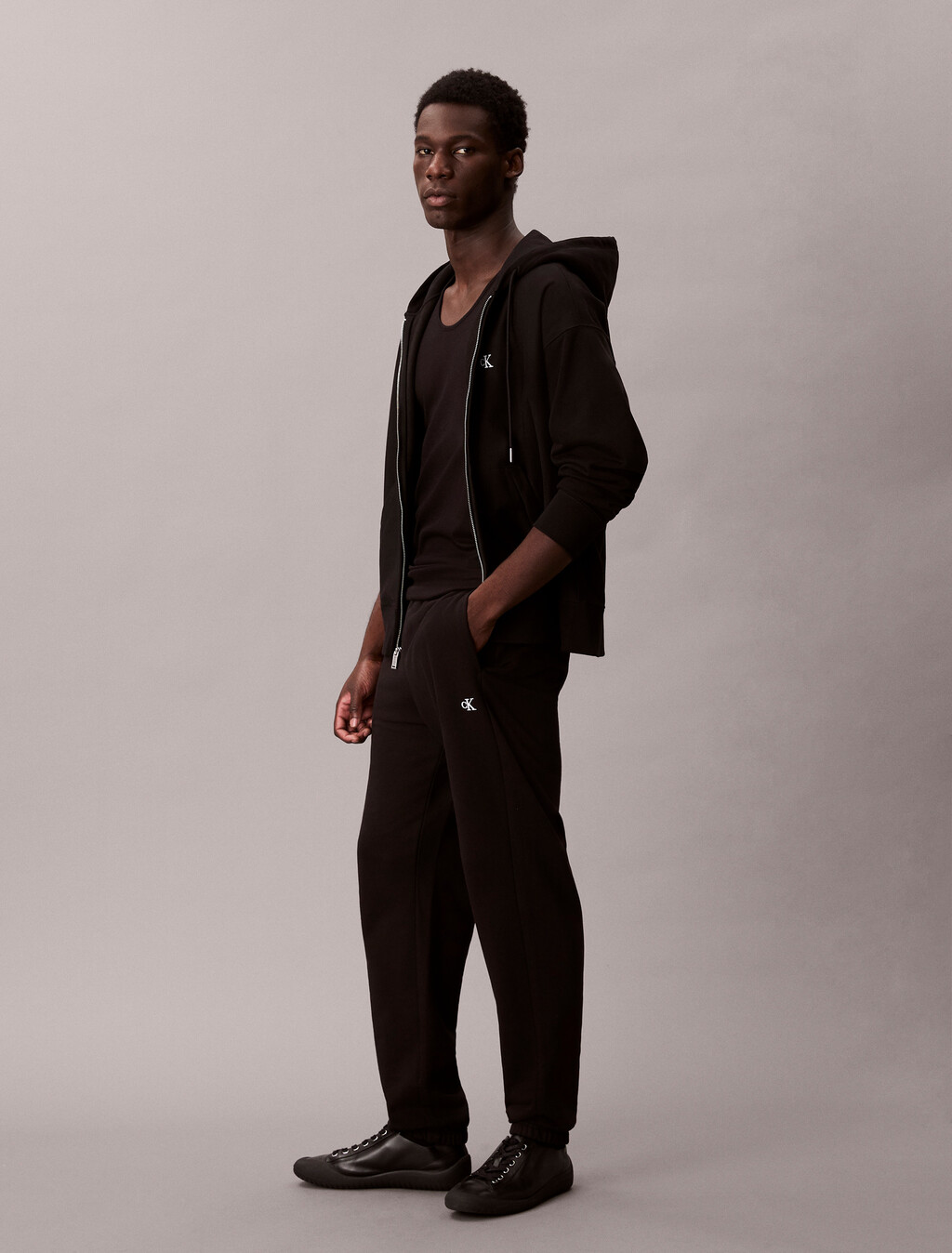 Monogram Cotton Terry Jogger, Black, hi-res