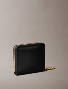 Leather Zip Wallet, Black, hi-res