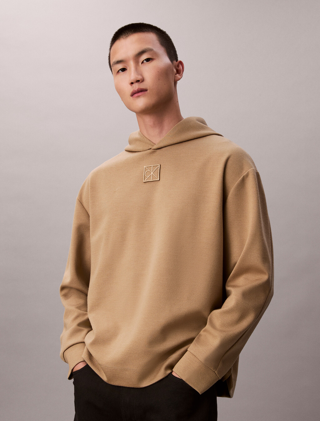 Stretch Wool Blend Hoodie, Lead Gray, hi-res