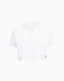 Relaxed Ribbed Polo Shirt, Bright White, hi-res