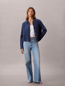 Vintage Cropped Denim Shirt, CK VINTAGE INDIGO, hi-res
