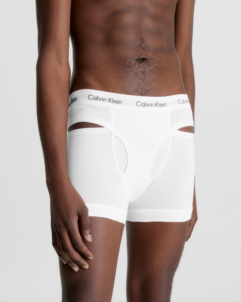 Deconstructed Cotton Stretch Trunks, White, hi-res