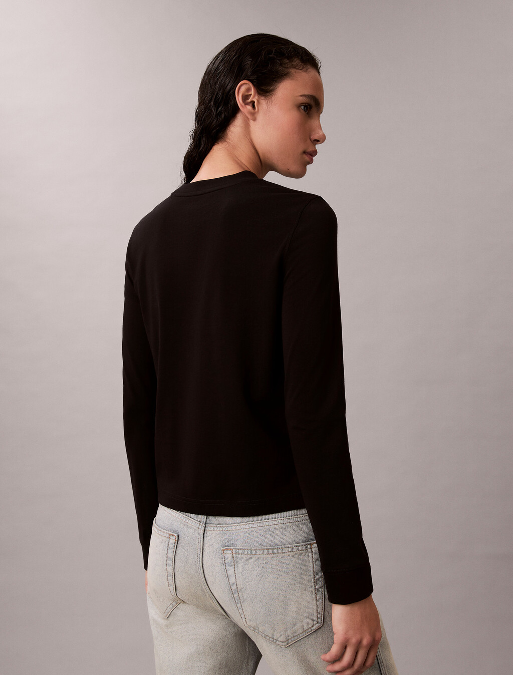 Monogram Long Sleeve Tee, Black, hi-res